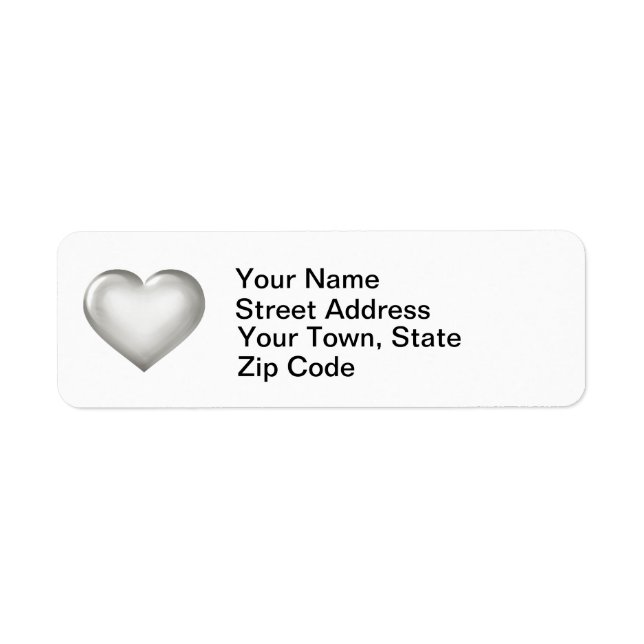 Silver Glass Heart Return Address Label (Front)