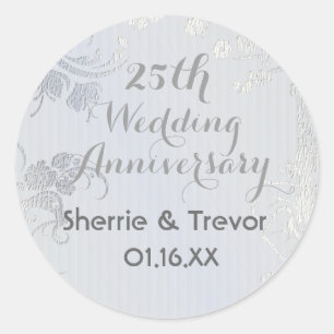 Silver Glimmer Save the Date Classic Round Sticker