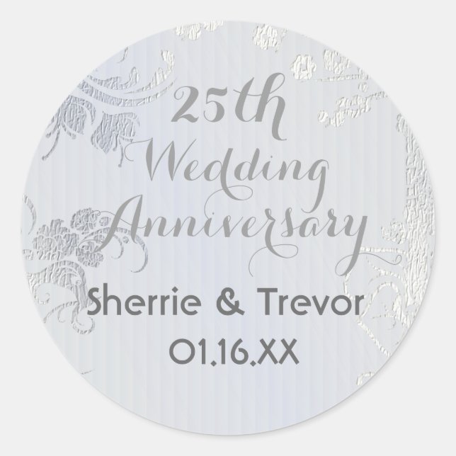 Silver Glimmer Save the Date Classic Round Sticker (Front)