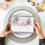 Silver Glitter 2 Photo Script Merry Christmas Card<br><div class="desc">Silver Glitter 2 Photo Script Merry Christmas. A touch of sparkle with this faux glitter border design with coordinating faux silver glitter on the back. Simply replace the two sample photos with your own and personalise with your greeting and names at the bottom. Merry Christmas is in a stylish set...</div>