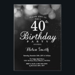Silver Glitter 40th Birthday Invitation Card<br><div class="desc">Silver Glitter 40th Birthday Invitation Card. Adult Birthday. Silver Glitter Bokeh Background. 16th 18th 21st 30th 40th 50th 60th 70th 80th 90th 100th. Any Age. For further customisation,  please click the "Customise it" button and use our design tool to modify this template.</div>