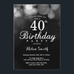 Silver Glitter 40th Birthday Invitation Card<br><div class="desc">Silver Glitter 40th Birthday Invitation Card. Adult Birthday. Silver Glitter Bokeh Background. 16th 18th 21st 30th 40th 50th 60th 70th 80th 90th 100th. Any Age. For further customisation,  please click the "Customise it" button and use our design tool to modify this template.</div>