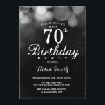 Silver Glitter 70th Birthday Invitation Card<br><div class="desc">Silver Glitter 70th Birthday Invitation Card. Adult Birthday. Silver Glitter Bokeh Background. 16th 18th 21st 30th 40th 50th 60th 70th 80th 90th 100th. Any Age. For further customisation,  please click the "Customise it" button and use our design tool to modify this template.</div>