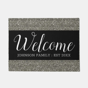 Silver Glitter And Black Welcome Home Doormat