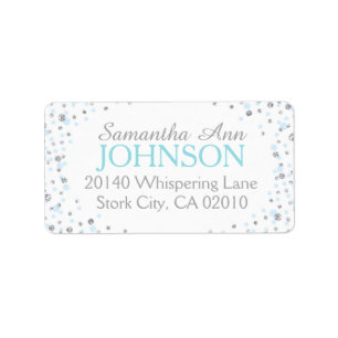 Silver Glitter and Blue Dot Sprinkles Label
