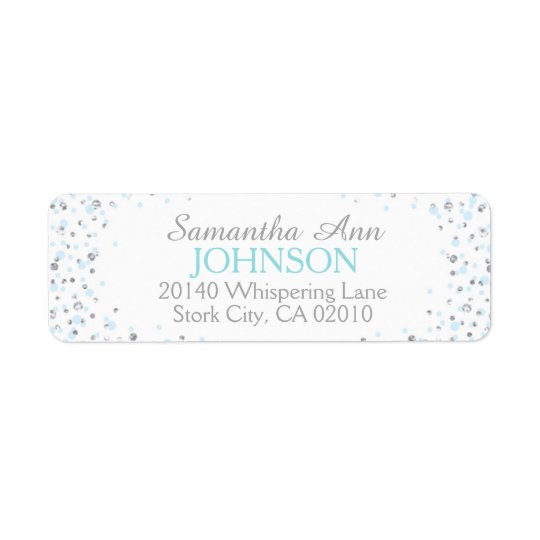 Silver Glitter and Blue Dot Sprinkles Return Address Label