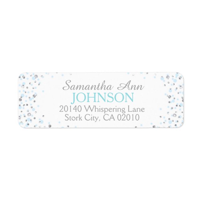 Silver Glitter and Blue Dot Sprinkles Return Address Label (Front)