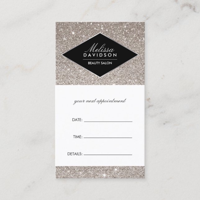 Silver Glitter and Glamour Appointment Card (Front)