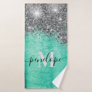 Silver Glitter and Metal Bath Towel