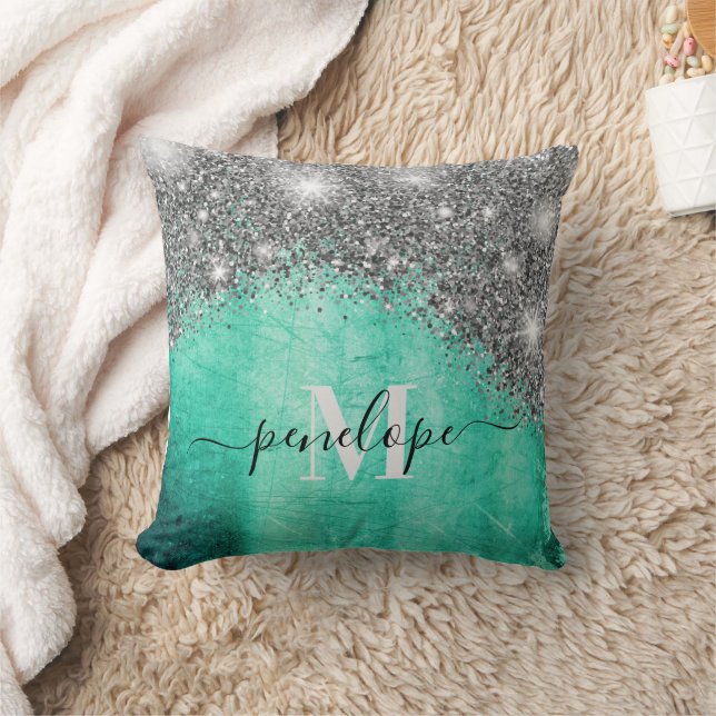 Silver Glitter and Metal Cushion (Blanket)