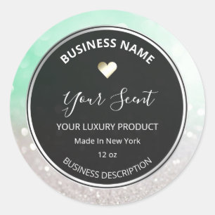 Silver Glitter And Pastel Mint Soy Candle Labels