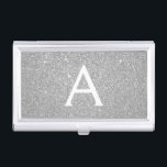 Silver Glitter and Sparkle Monogram Business Card Holder<br><div class="desc">Silver Faux Glitter and Sparkle Elegant Monogram Business Card Holder. This Business Card Holder can be customised to include your initial and first name.</div>