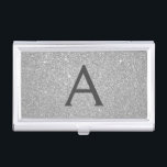 Silver Glitter and Sparkle Monogram Business Card Holder<br><div class="desc">Silver Faux Glitter and Sparkle Elegant Monogram Business Card Holder. This Business Card Holder can be customised to include your initial and first name.</div>