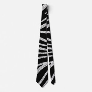 SILVER GLITTER AND ZEBRA STRIPES TIE