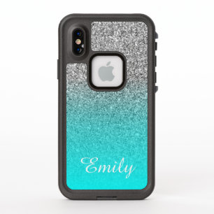 Silver Glitter Aqua Ombre Personalised
