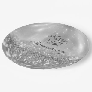 Silver Glitter Ball Paper Plates