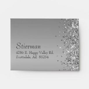 Silver Glitter Bat Mitzvah Envelope