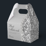 Silver Glitter Bat Mitzvah Favour Box<br><div class="desc">This fantastic silver glitter and diamond sided Bat Mitzvah thank you favour box would be perfect for your event. It would be great for a candy station, on a thank you gift table, or at each place setting with a favour. Be sure you order enough for all your guests. It...</div>
