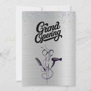 Silver Glitter Beauty Salon Grand Opening  Invitation