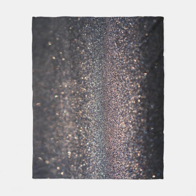 Silver Glitter: Black Bokeh Christmas Fleece Blanket (Front)