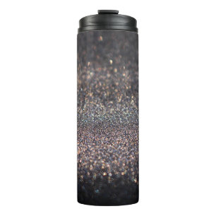 Silver Glitter: Black Bokeh Christmas Thermal Tumbler
