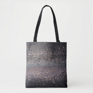 Silver Glitter: Black Bokeh Christmas Tote Bag