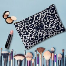 Silver Glitter Black Leopard Print Monogrammed