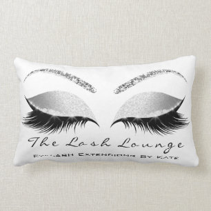 Silver Glitter Black White Makeup Eye Lashes Lumbar Cushion