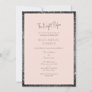 Silver Glitter Blush Dazzling The Night Before II Invitation
