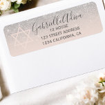 Silver glitter blush pink girly bat mitzvah return address label<br><div class="desc">Add a touch of elegance to your mail with this silver glitter ombre return address label featuring a Star of David. The soft blush and silver tones create a modern, sophisticated look, perfect for everyday use or special occasions like Bar Mitzvahs, Bat Mitzvahs, Hanukkah, or Jewish weddings. Personalise with your...</div>