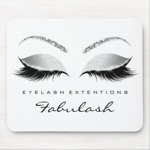 Silver Glitter Branding Beauty Grey White Lashes Mouse Pad