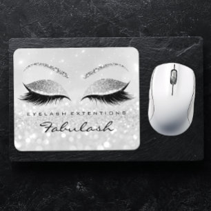 Silver Glitter Branding Beauty Studio Lashes 2Glam Mouse Pad