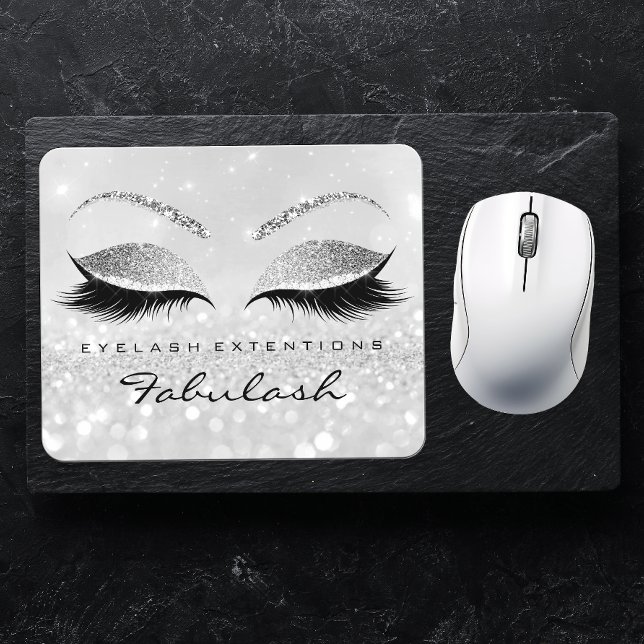 Silver Glitter Branding Beauty Studio Lashes 2Glam Mouse Pad (Creator Uploaded)