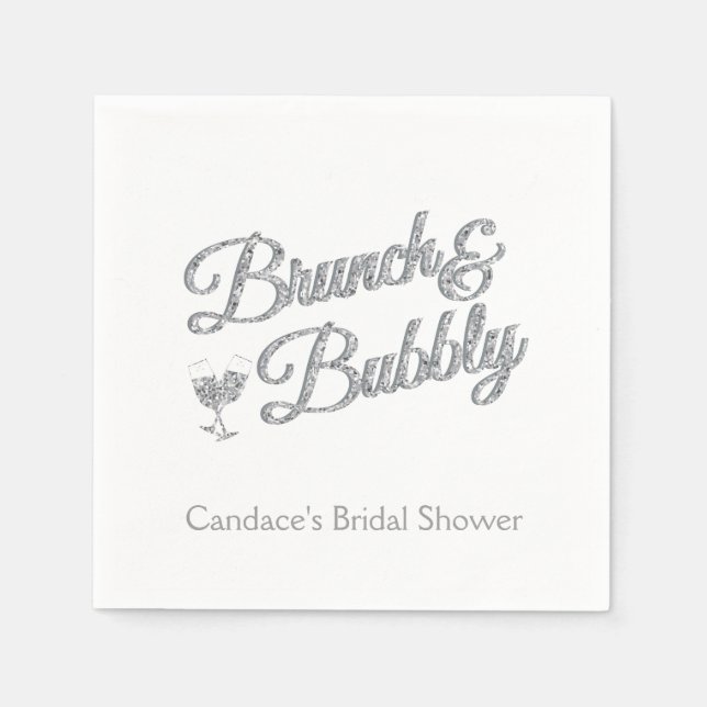 Silver Glitter, Bridal Shower Decorative Napkins (Front)