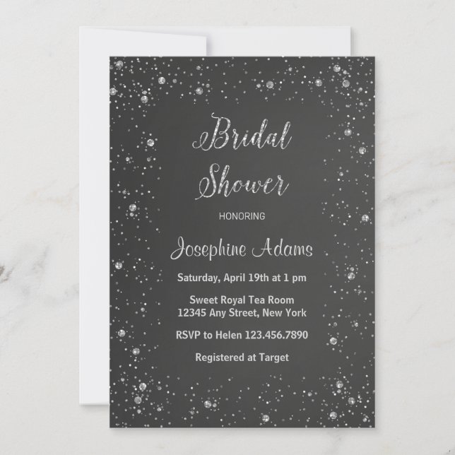 Silver Glitter Bridal Shower Invitation (Front)