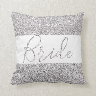 Silver Glitter Bride Elegant Wedding Cushion