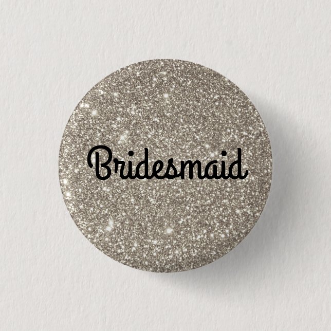 Silver Glitter Bridesmaid 3 Cm Round Badge (Front)