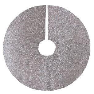 Silver glitter brushed polyester tree skirt
