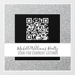 Silver Glitter business QR Code Window Cling