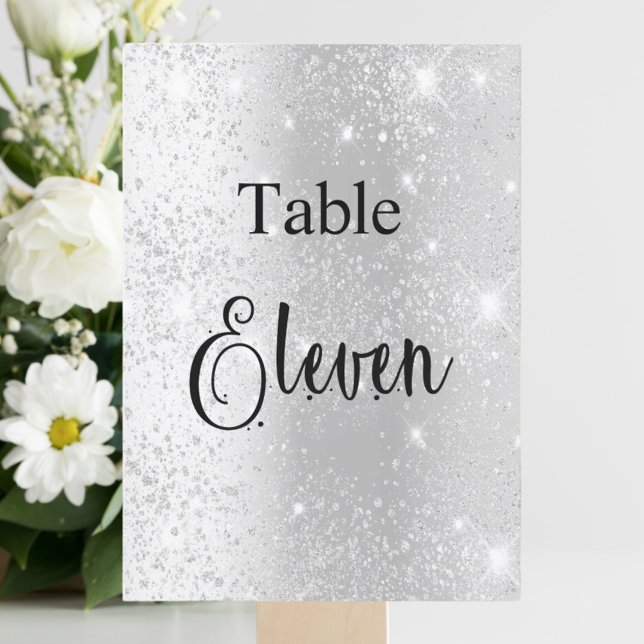 Silver glitter calligraphy table eleven 11 card (Creator Uploaded)