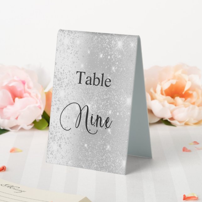 Silver glitter calligraphy table nine 9 cafe (In SItu (Wedding))