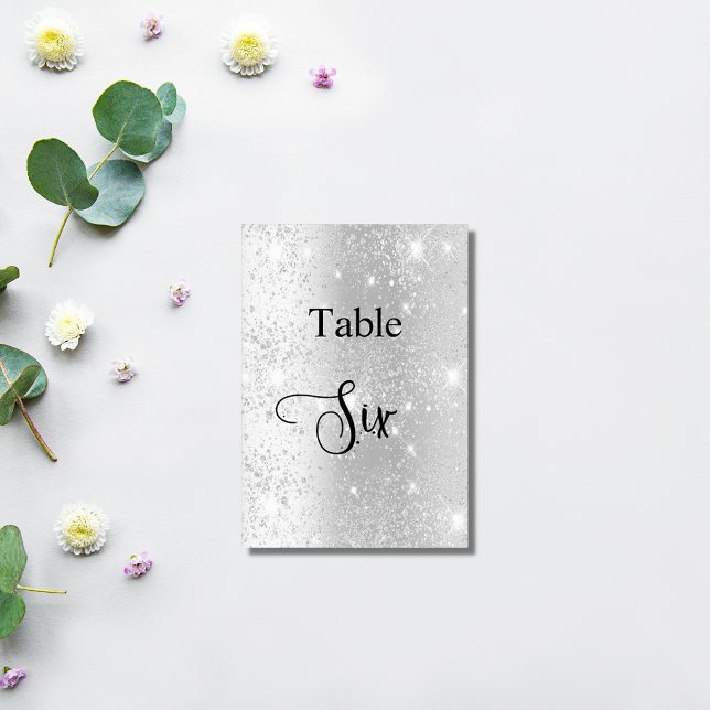 Silver glitter calligraphy table six 6 number (Creator Uploaded)