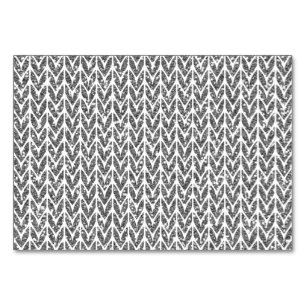 Silver Glitter Chevrons Knit Pattern Print Table Number