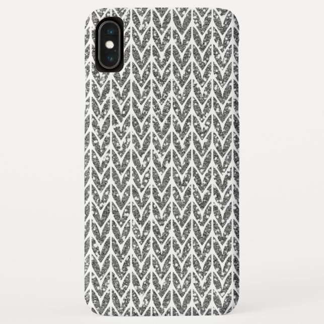 Silver Glitter Chevrons Knit Style Print Case-Mate iPhone Case (Back)