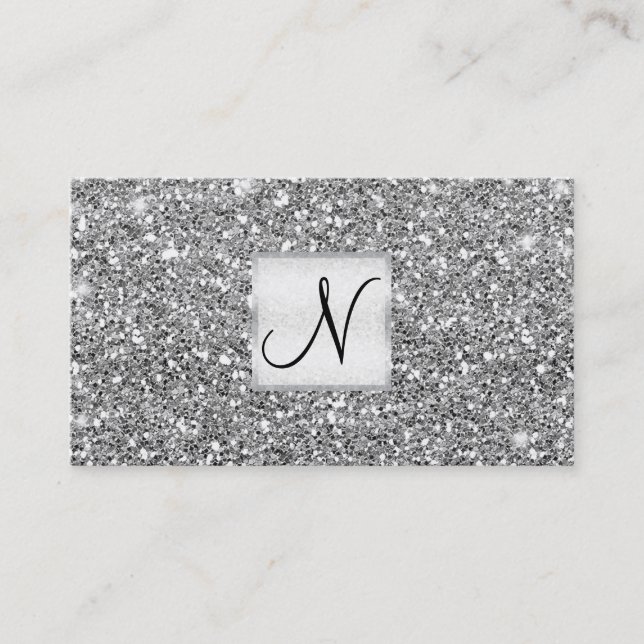 Silver Glitter Chic Glam Glitzy Salon Spa Business Card (Front)