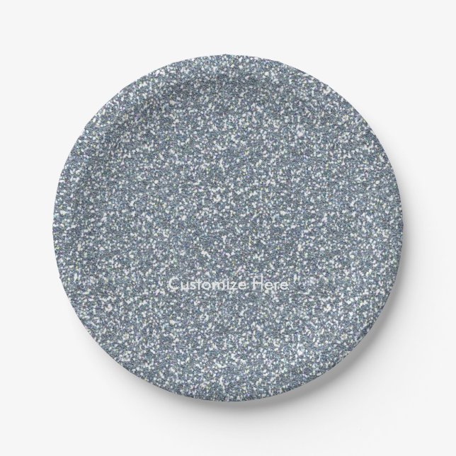 Silver Glitter Christmas Holiday Party Plates (Front)