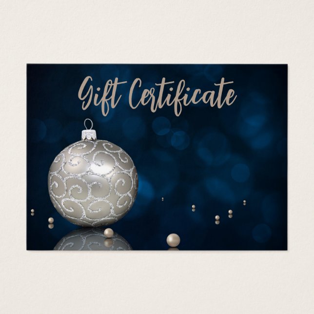 Silver Glitter Christmas Ornament Gift Certificate (Front)