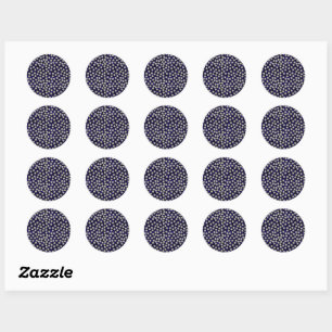 Silver Glitter Circles and Blue Dots  Classic Round Sticker