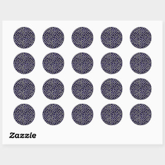 Silver Glitter Circles and Blue Dots  Classic Round Sticker