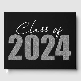 Silver Glitter Class of 2024 Guest Book